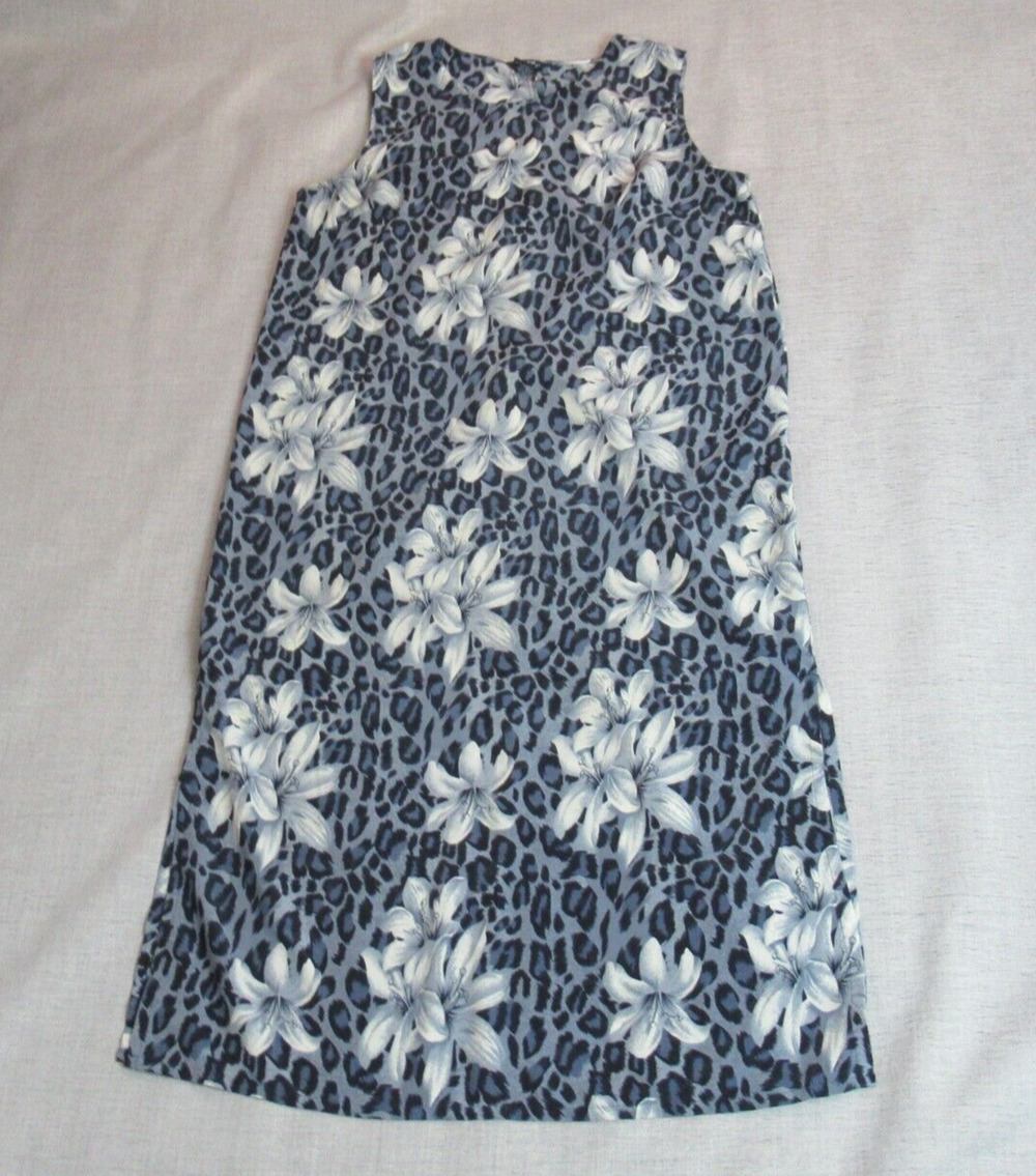 Vintage MPH Collection Dress Womens Sz 1X Blue Tropical Floral Shift Maxi Resort